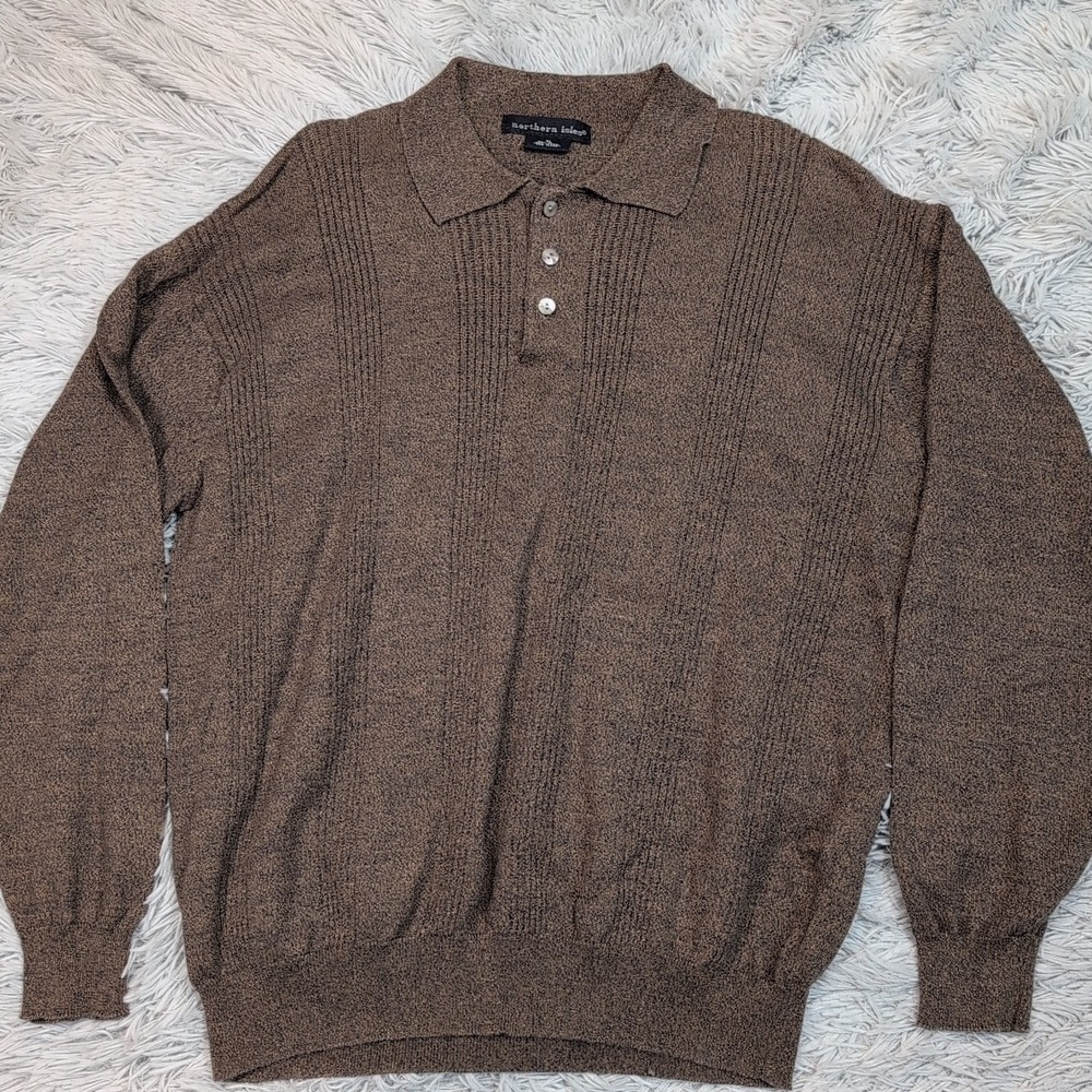 Northern Isles Shirt‎ Mens XL Brown Career Golf Outdoors Casual Comfort Preppy